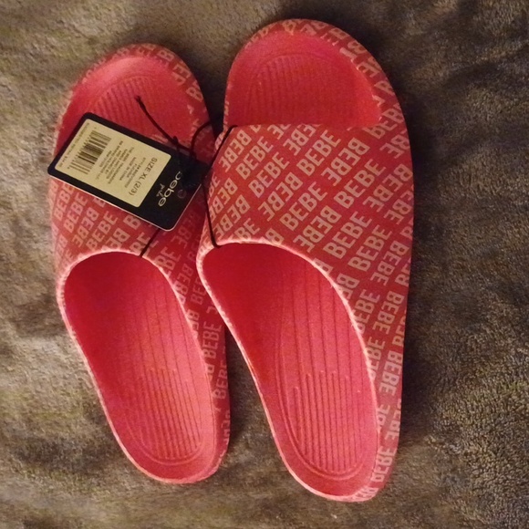 NWT BEBE PINK SLIDES FOR GIRLS SIZE 2/3 - Picture 2 of 7